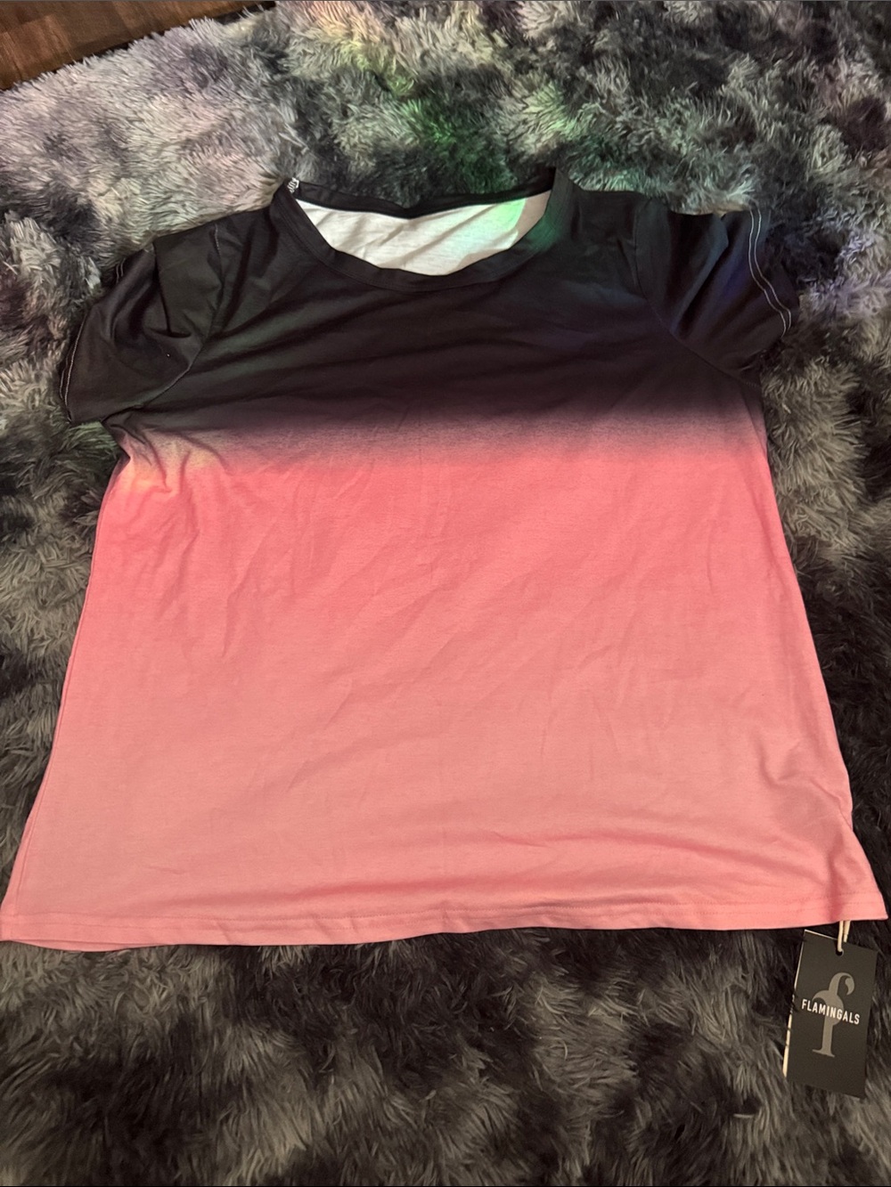 Flamingals Pink Ombre Short Sleeve Women's Top